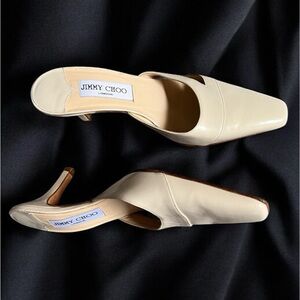 Jimmy Choo Heels Sz 35.5 US 5.5 Beige Italian Shoes